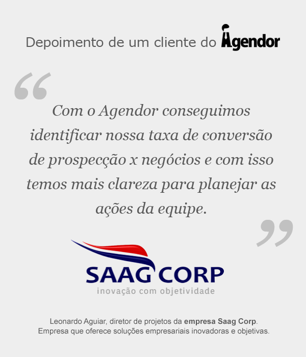 Depoimento de um cliente do Agendor: Saag Corp
