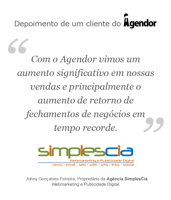 Depoimento de um cliente do Agendor: Agência SimplesCia Webmarketing e Publicidade Digital
