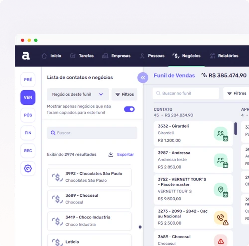 Funis de vendas no CRM do Agendor