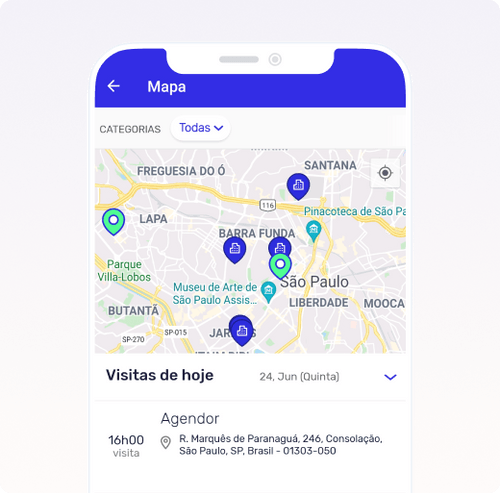 Aplicativo móvel do Agendor para vendedores externos