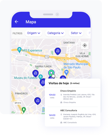 Aplicativo móvel do Agendor para vendedores externos