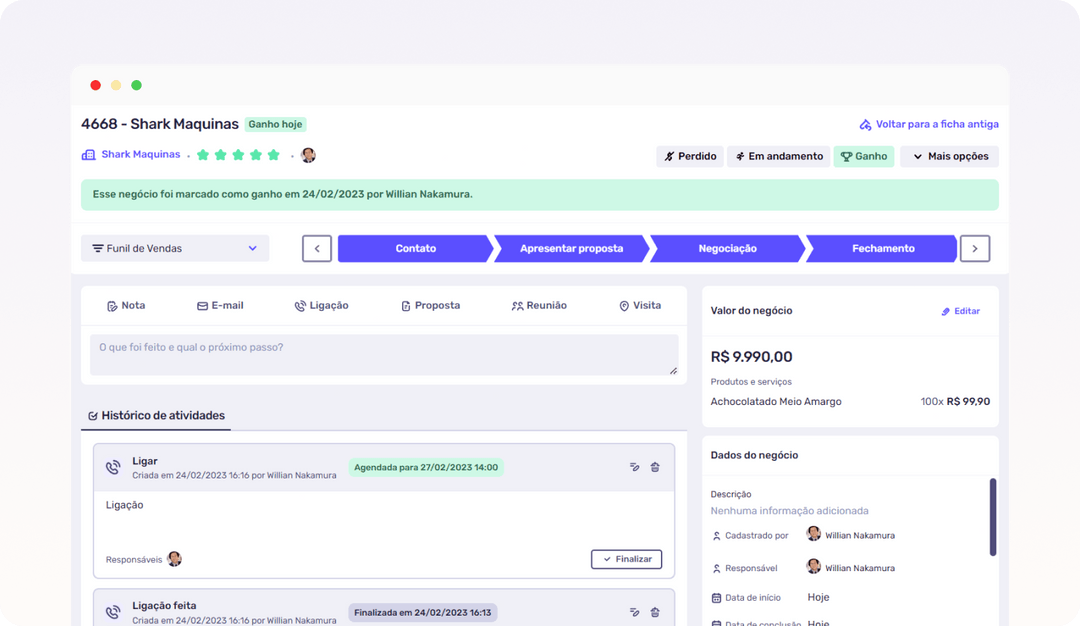 Agendor CRM para organizar o funil de vendas