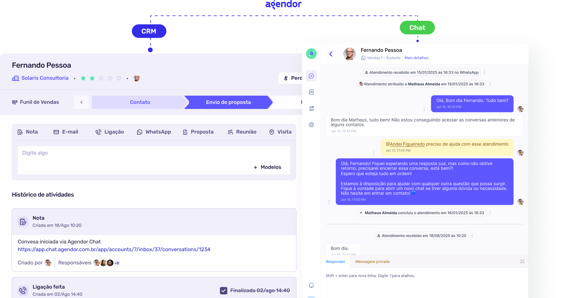 Agendor CRM para organizar o funil de vendas